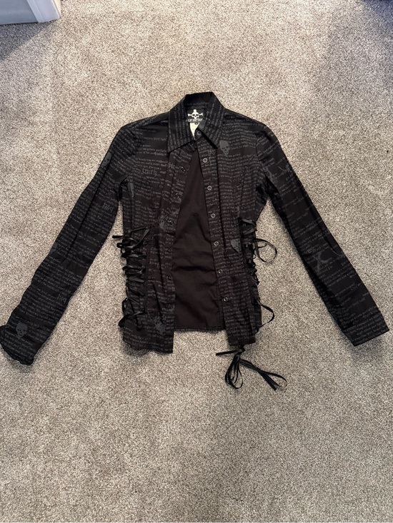 Lip Service Tops - Vintage Lip Service Black Skull Button down shirt